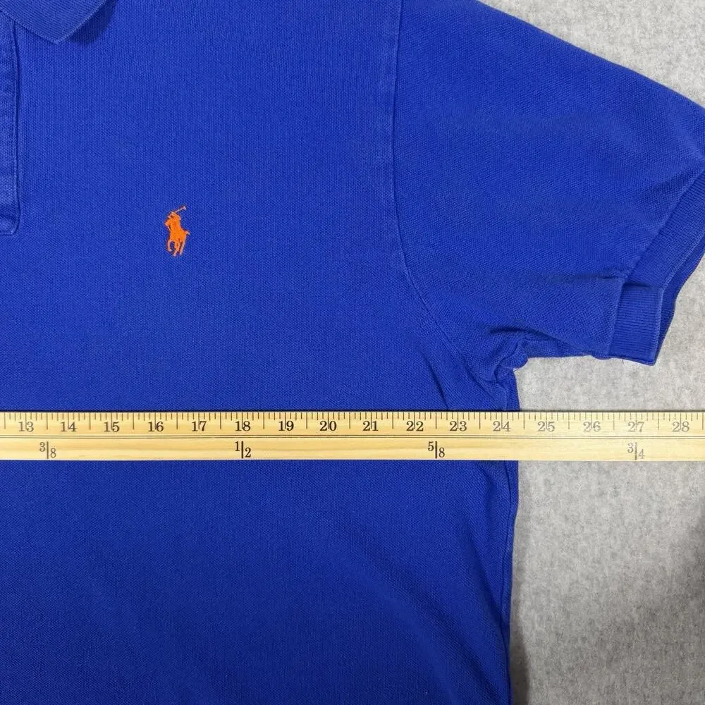 Vintage Polo by Ralph Lauren Shirt Royal Blue Men's XL Orange Pony Knicks Cotton
